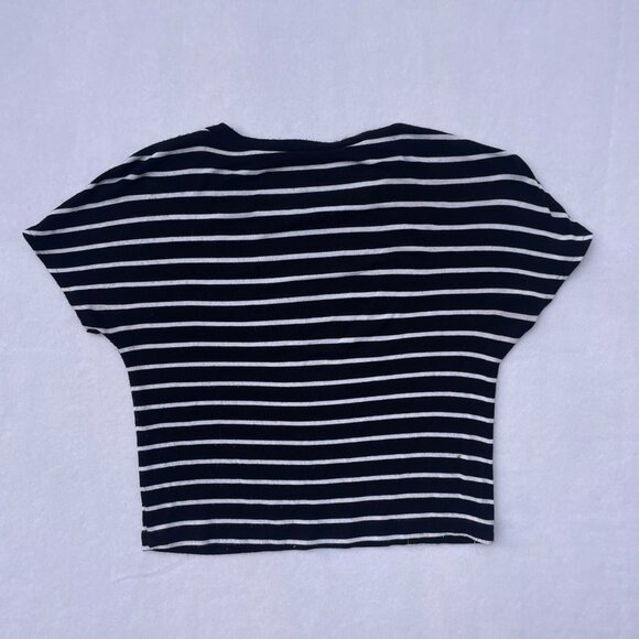 Zara Black and White Striped Crop Top Baby Tee Size M Emo Grunge Alt Goth - Picture 2 of 5